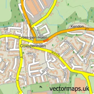 Street map sample of Croespen-maen, Gwent
