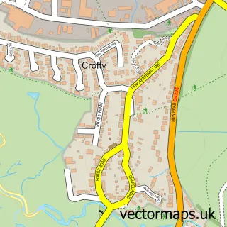 Street map sample of Crofty, West Glamorgan