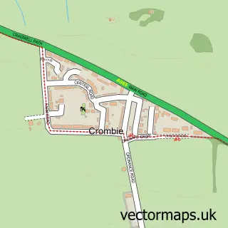 Street map sample of Crombie, Fife
