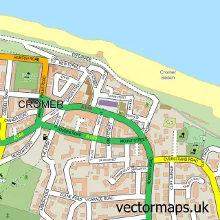 Street map sample of Cromer, Norfolk