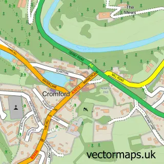 Street map sample of Cromford, Derbyshire