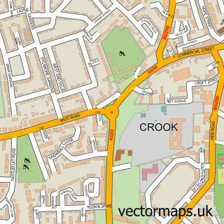 Street map sample of Crook, Durham