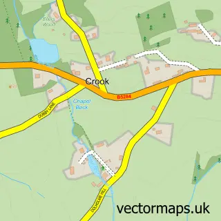 Street map sample of Crook, Cumbria