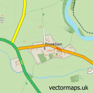 Street map sample of Crookham, Northumberland