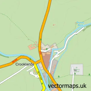 Street map sample of Crooklands, Cumbria