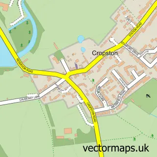Street map sample of Cropston, Leicestershire