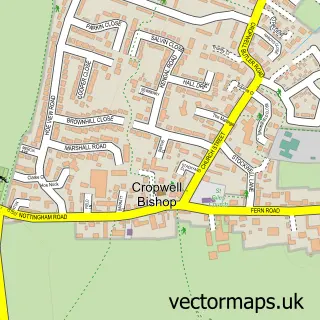 Street map sample of Cropwell Bishop, Nottinghamshire