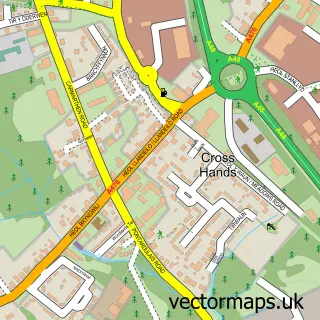 Street map sample of Cross Hands, Dyfed