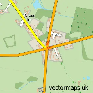 Street map sample of Cross Inn, Dyfed