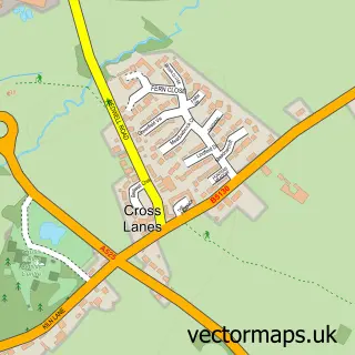Street map sample of Cross Lanes, Clwyd