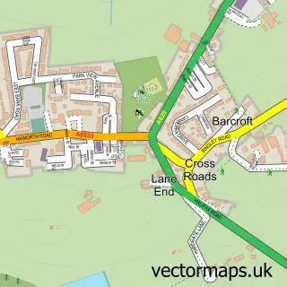 Street map sample of Cross Roads, West Yorkshire