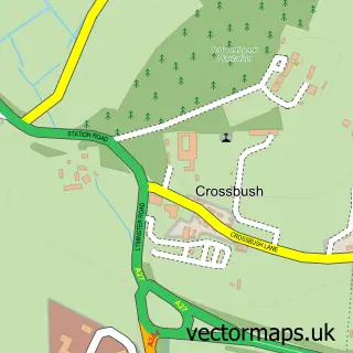 Street map sample of Crossbush, West Sussex