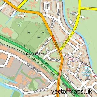 Street map sample of Crossflatts, West Yorkshire