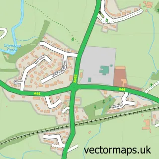 Street map sample of Crossgates, Powys