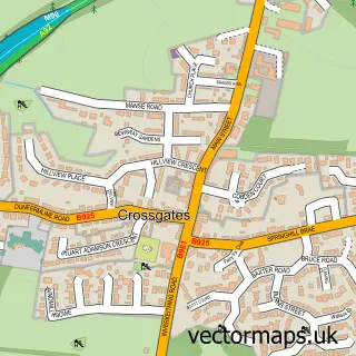 Street map sample of Crossgates, Fife