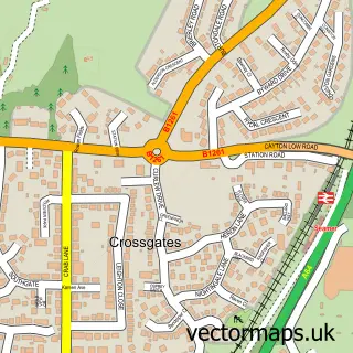 Street map sample of Crossgates, North Yorkshire