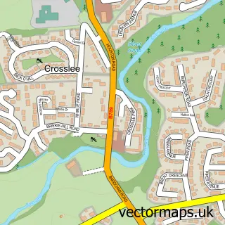 Street map sample of Crosslee, Renfrewshire