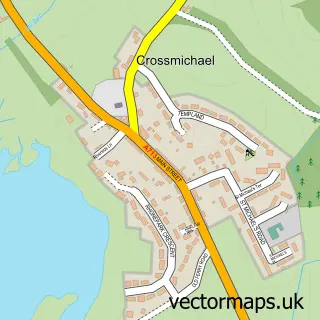 Street map sample of Crossmichael, The Stewartry of Kirkcudbright