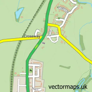 Street map sample of Crossway, Powys