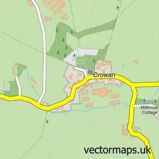 Street map sample of Crowan, Cornwall