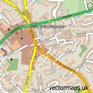 Street map sample of Crowborough, East Sussex