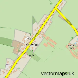 Street map sample of Crowfield, Suffolk