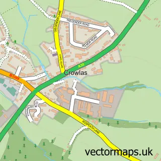 Street map sample of Crowlas, Cornwall