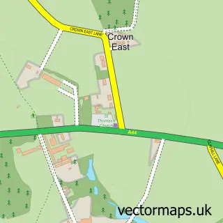 Street map sample of Crown East, Worcestershire