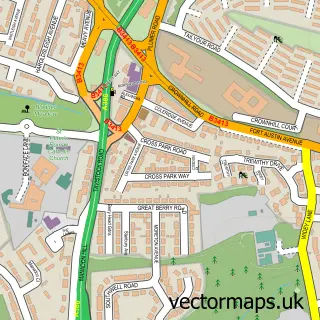 Street map sample of Crownhill, Devon