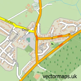 Street map sample of Croy, Inverness
