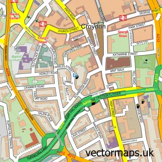 Street map sample of Croydon, Greater London