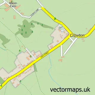 Street map sample of Croydon, Cambridgeshire