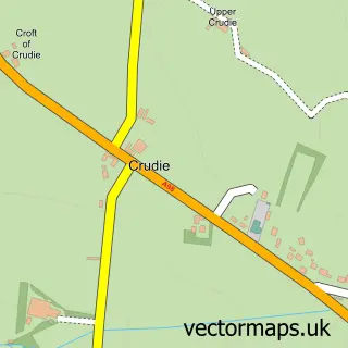 Street map sample of Crudie, Aberdeenshire