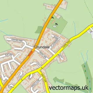 Street map sample of Crundale, Dyfed