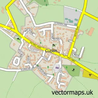 Street map sample of Cubert, Cornwall
