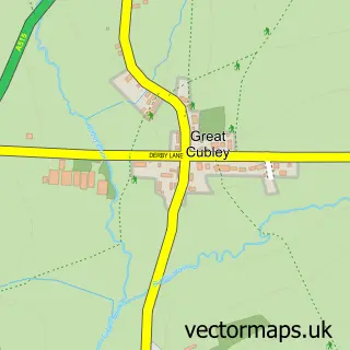 Street map sample of Cubley, Derbyshire