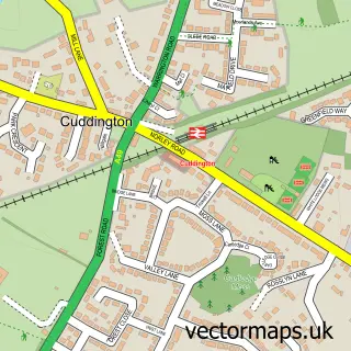 Street map sample of Cuddington, Cheshire