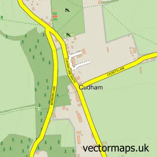Street map sample of Cudham, Greater London