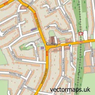 Street map sample of Cuffley, Hertfordshire