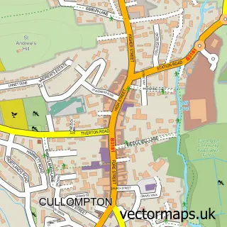 Street map sample of Cullompton, Devon