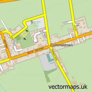 Street map sample of Cuminestown, Aberdeenshire
