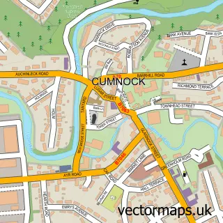 Street map sample of Cumnock, Ayrshire and Arran