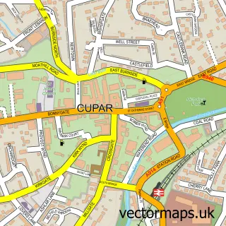 Street map sample of Cupar, Fife