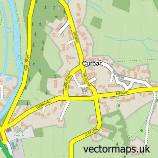 Street map sample of Curbar, Derbyshire
