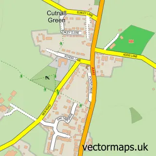 Street map sample of Cutnall Green, Worcestershire