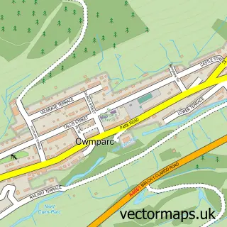Street map sample of Cwm Parc, Mid Glamorgan