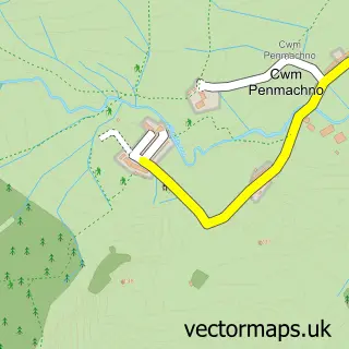 Street map sample of Cwm Penmachno, Clwyd