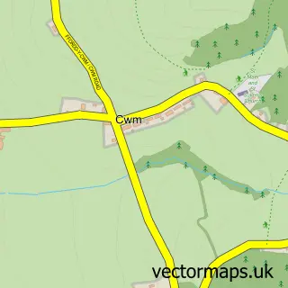 Street map sample of Cwm, Clwyd