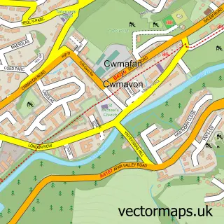 Street map sample of Cwmafan, West Glamorgan