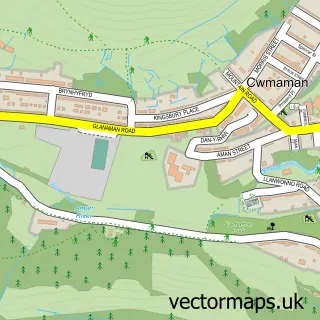 Street map sample of Cwmaman, Mid Glamorgan
